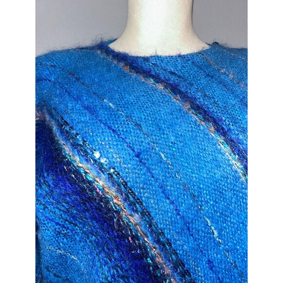 Danouchka-Olivier Vintage Women’s Wool Mohair Sweater OS Lurex Sequin Striped - Picture 2 of 9